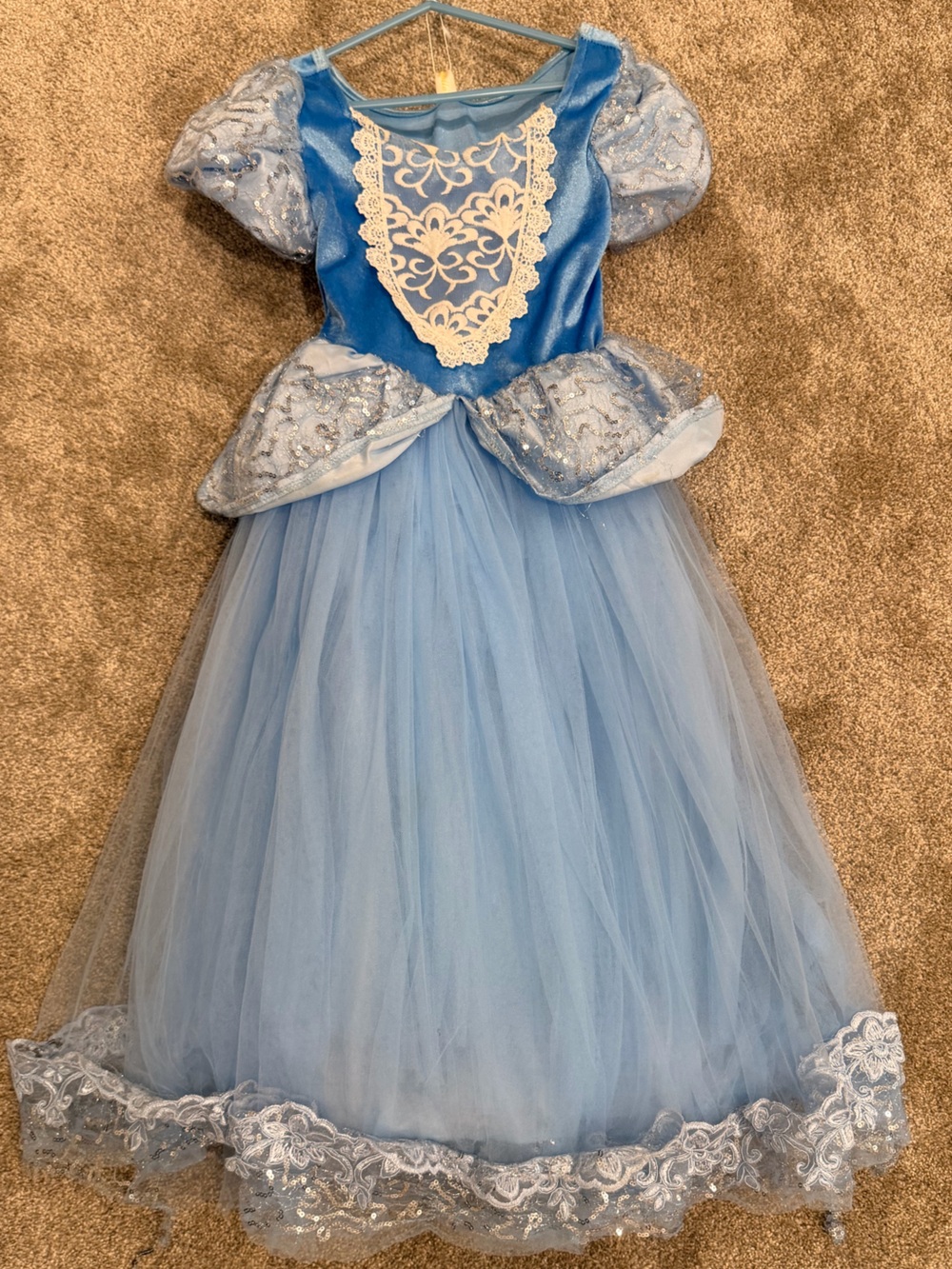 Cinderella Inspired Blue Princess Dress Sequin Tulle Ball Gown Costume 130